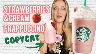 Strawberries amp Cream Frappuccino Recipe shorts starbucksdrinks [upl. by Maxim]