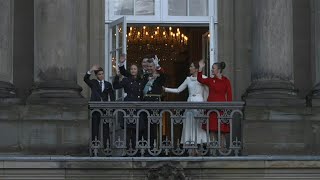 Denmarks new King greets crowd at royal residence in Copenhagen  AFP [upl. by Nomzzaj166]