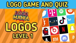 LOGO MANIA LOGO GAME AND QUIZ ANSWER  LEVEL 1 124 brainitquizzes [upl. by Boarer]