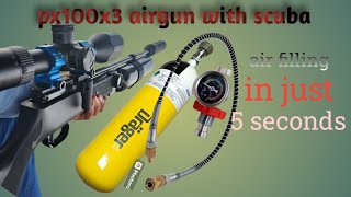 px100 x3 air rifle Air filling with scuba tank How to fill air in PCP with scuba [upl. by Pega]