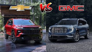 2025 GMC Acadia AT4 vs 2025 Chevrolet Traverse Z71 Compared  SUV Battles  MotorNation [upl. by Pren]