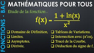 Fonction Baccalauréat  Logarithmique fx 1lnxx² [upl. by Aphrodite]