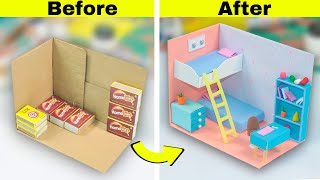 DIY Miniature Dollhouse from waste boxes  How to make Dollhouse with boxes at home [upl. by Anilev101]