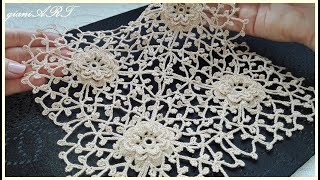 Lace Tablecloth Crochet  How to JOIN motifs Irish Style [upl. by Iohk]