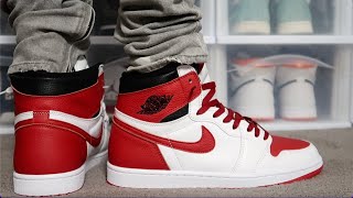 FIRST LOOK AIR JORDAN 1 quotHERITAGEquot AND ON FEET [upl. by Vernice]