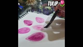 Tulip flower 🌷 art painting water colour like  subscribe [upl. by Walcoff]