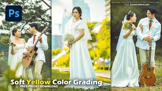 Photoshop Tutorial Wedding Photo Editing Photoshop Presets । Soft Yellow Color Grading [upl. by Handler]