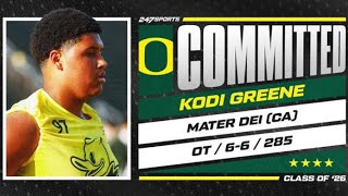 WATCH 4star OT Kodi Greene commits to Oregon  No 28 Ranked Prospect in Class of 2026 [upl. by Chalmers]