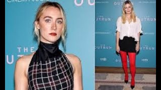 Saoirse Ronan turns heads in an inside out tartan coat dress for The Outrun screening in NYC [upl. by Donna561]