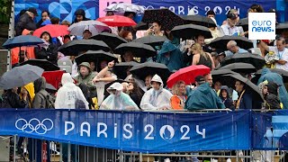 Paris 2024 Olympics opening ceremony People watching in fan zones in Paris [upl. by Ailatan]