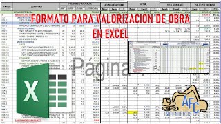 VALORIZACION DE OBRA EN FORMATO EXCEL PACK COMPLETO [upl. by Ahsini]