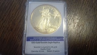 1933 Gold Double Eagle Replica Commemorative Strike 24 Carat gold [upl. by Yniar111]