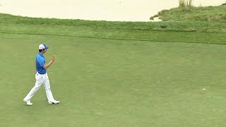 SeungYul Noh sinks a 20foot birdie putt at Deutsche Bank [upl. by Nylekcaj778]