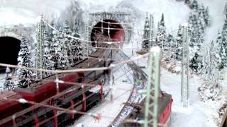 Winter Aufnahmen SBB BLS SNCF locos with ESU Sound Märklin Modelleisenbahn Anlage [upl. by Ethelin667]