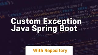 custom exception java spring boot [upl. by Aniahs]