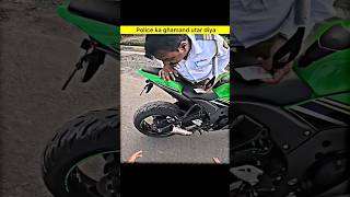 😟Police vs bikers 😇Badtamiz old man police wala shorts bike biker rider superbike size police [upl. by Zaob760]