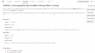 100352 Lexicographically Smallest String After a Swap on leetcode contest today coding leetcode [upl. by Pape]