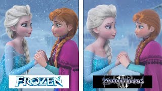 Frozen VS Kingdom Hearts III  Scenes Comparison  Comparativa con la película [upl. by Corbet]