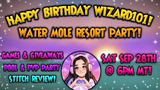 ♡ Wizard101 Live WATER MOLE RESORT PARTY GIVEAWAY GALORE  discord for giveaway ♡ [upl. by Naux11]