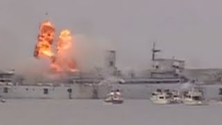 Sinking War Ship HMCS Cape Breton with dynamite Artificial Reef Society [upl. by Marnie294]