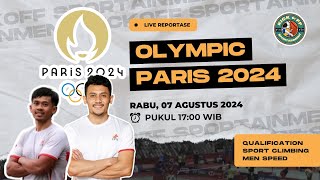 Livereport Sport Climbing Olympics 2024 Qualification Mens Speed Veddriq Leonardo Rahmad Adi Mulyo [upl. by Aihsyak450]