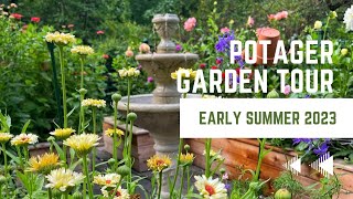 Potager Garden Tour Early Summer 2023  Raised Garden Beds  Brick ’n Blooms [upl. by Ecirtnuahs]