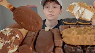 ASMR Chocolate Ice Cream amp Desserts HaagenDazs Magnum Cadbury Twix Caramel Oreo amp Hostess Cake [upl. by Oralie]