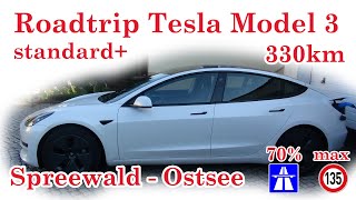 Roadtrip Tesla Model 3 standard 330km Spreewald  Ostsee [upl. by Lander]