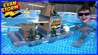 Sink Or Float DIY Toy Navy Boat Challenge with PLASTIC ARMY MEN [upl. by Thunell]