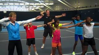 Heather Watson sprinkler dance tribute by Judy Murray [upl. by Irrehc]