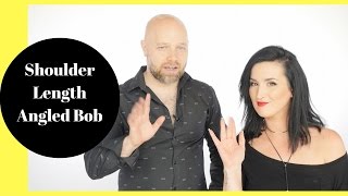 How to Cut a Shoulder Length Angled Bob  TheSalonGuy [upl. by Remmos411]