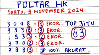 PREDIKSI HK SABTU 9 NOVEMBER 2024  BOCORAN TOGEL HONGKONG MALAM INI  RUMUS KEPALA EKOR HK JITU [upl. by Eeruhs751]