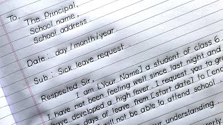 Sick Leave Application For School in English  Class 6 [upl. by Aihtenak137]