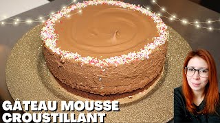 Gâteau mousse au chocolat croustillant un gâteau de fête  anniversaire facile [upl. by Rovelli]