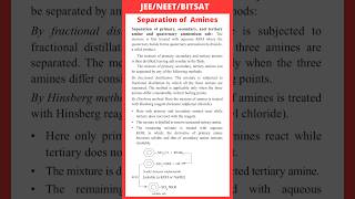 Separation of primary secondary and tertiary amine and quaternary ammonium salt JEE  NEETBitsat [upl. by Riatsila]