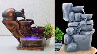 Cement Craft  DIY Awesome Top 2 Indoor Tabletop Waterfall Fountains  Cemented Life Hacks [upl. by Lebazej]