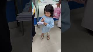 Ayra don’t want to take mummy help to fill bank form🤣🤣cute ytshorts trending AyraMalik25 [upl. by Nosnev]