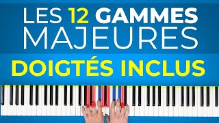 Les 12 gammes majeures  pdf avec les DOIGTÉS inclus [upl. by Otreblon]