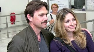 EXCLUSIVE Dougray Scott and wife Claire Forlani arriving at Cannes airport [upl. by Chuah]