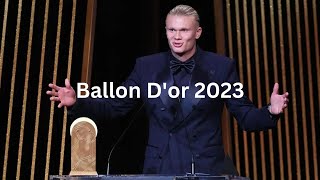 Ballon Dor 2023  Erling Haaland Wins Striker of the Year Gerd Müller Trophy [upl. by Ynohta]