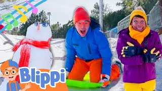 Brand New Snowy Day Song  Blippi and Meekah Winter Nursery Rhymes for the Family [upl. by Elisee]