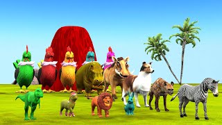 Paint amp Animals ChickenTigerLionDogRabitMonkey Fountain Crossing Transformation Animal Cartoon [upl. by Yard]