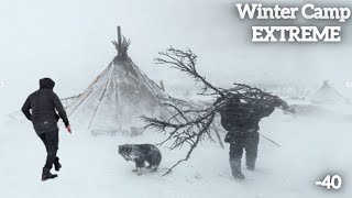 Extreme Winter Camping in Alaska 40C 6 Nights of Extremely Cold Winter Camping in a Hot Tent [upl. by Elaen]