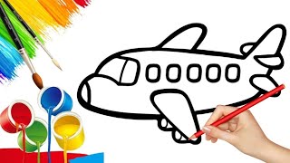 Airplane DrawingPainting and Coloring for Kids amp ToddlersHow to Draw Airplane [upl. by Htederem]