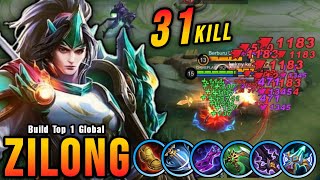 31 Kills Zilong High Attack Speed Build 100 Deadly  Build Top 1 Global Zilong  MLBB [upl. by Nowell]