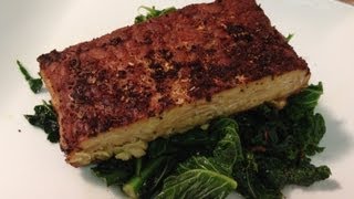 Blackened Tempeh Recipe w Spicy Steamed Kale amp Spinach  HASfit Vegan Recipes Vegetarian [upl. by Alisa782]