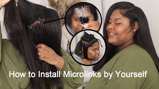 How to Install Microlinks by Yourself on Short Natural Hair Time Saving New Microlinks ft Ywigs [upl. by Jonis885]