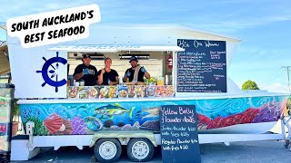 Aucklands BOAT FOOD TRUCK  the Souths best seafood  Cream Pāua FRY BREAD Crayfish  Mussels [upl. by Pomfrey186]