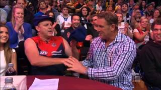 The Footy Show AFL David Schwartz gets his baggy blue amp talks about the pie incident 1142013 [upl. by Aicella369]