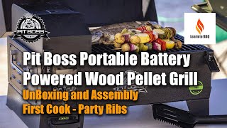 Pit Boss Portable Battery Powered Wood Pellet Grill Unboxing and Assembly  Party Ribs Lowesfinds [upl. by Rowley78]